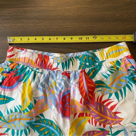 C & C California Colorful Tropical Leaf Wide Leg Linen Pants Womens XL Pockets - Picture 6 of 9